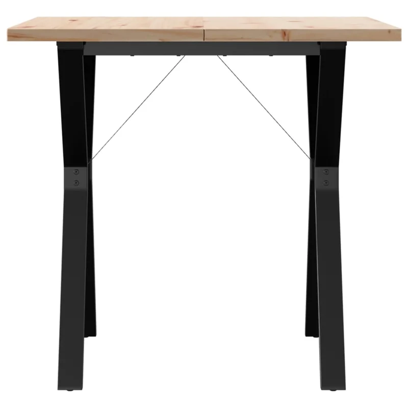 Table de salle à manger design industriel cadre en Y 80 x 80 x 75,5cm bois de pin massif et acier DEC036841