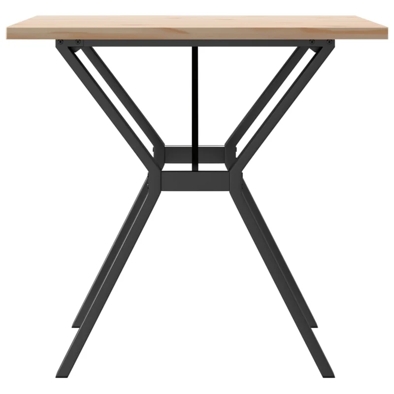 Table de salle à manger design industriel cadre en Y 80 x 80 x 75,5cm bois de pin massif et acier DEC036841