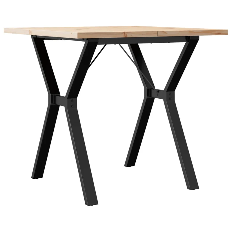 Table de salle à manger design industriel cadre en Y 80 x 80 x 75,5cm bois de pin massif et acier DEC036841