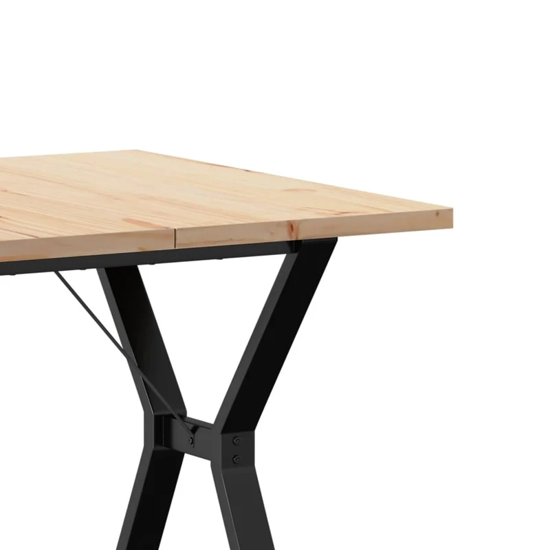 Table de salle à manger design industriel cadre en Y 80 x 80 x 75,5cm bois de pin massif et acier DEC036841