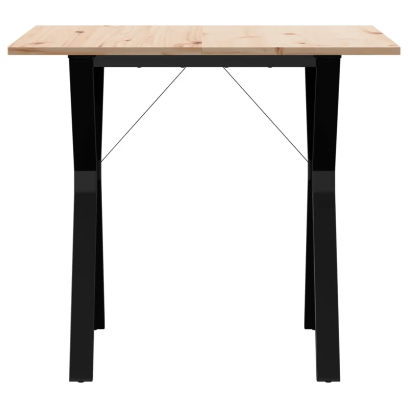 Table de salle à manger design industriel cadre en Y 80 x 80 x 75 cm bois de pin massif et acier DEC036840