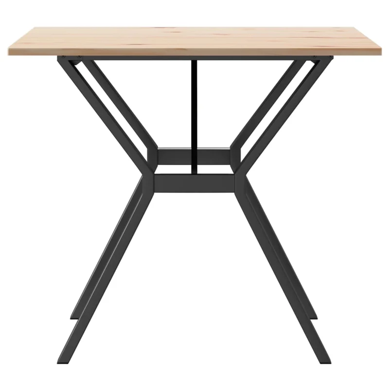 Table de salle à manger design industriel cadre en Y 80 x 80 x 75 cm bois de pin massif et acier DEC036840