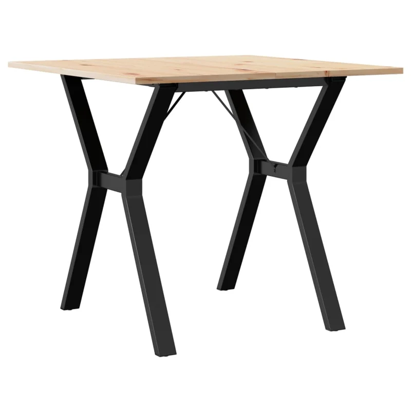 Table de salle à manger design industriel cadre en Y 80 x 80 x 75 cm bois de pin massif et acier DEC036840