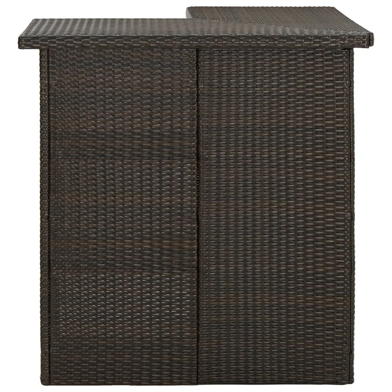 Table d'angle de bar avec étagères 100 x 50 x 105 cm résine tressée marron et acier DEC036300