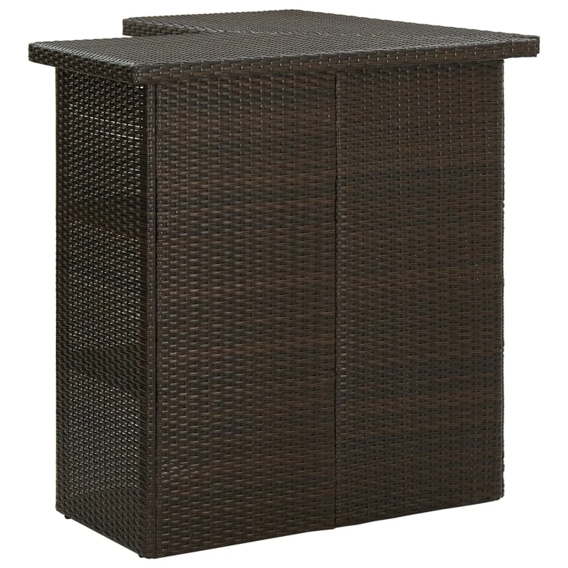 Table d'angle de bar avec étagères 100 x 50 x 105 cm résine tressée marron et acier DEC036300