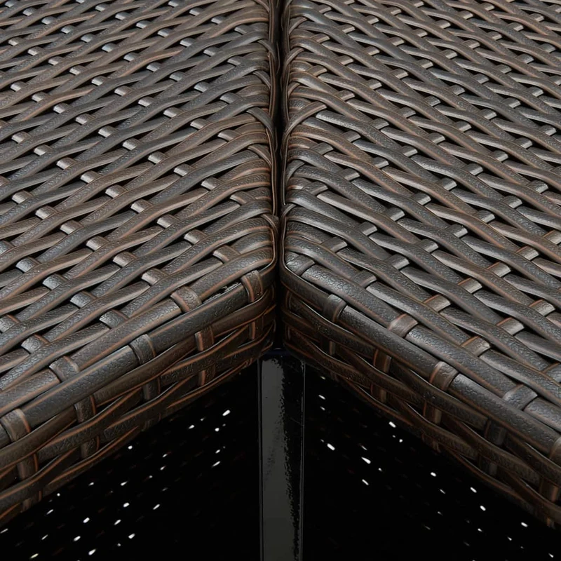 Table d'angle de bar avec étagères 100 x 50 x 105 cm résine tressée marron et acier DEC036300
