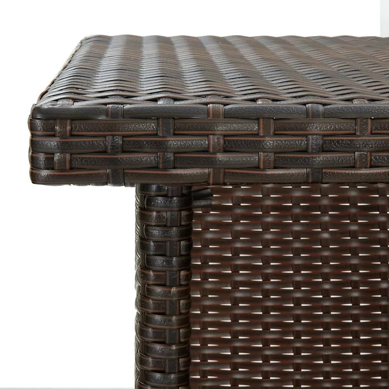 Table d'angle de bar avec étagères 100 x 50 x 105 cm résine tressée marron et acier DEC036300