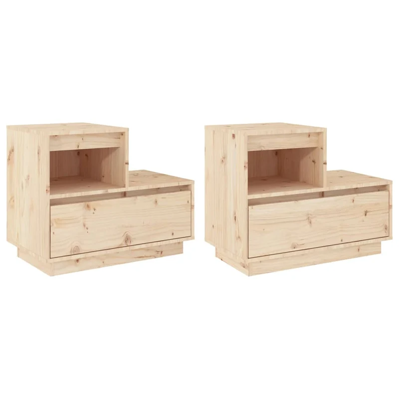 Lot de 2 tables de chevet avec tiroir et compartiment 60 x 34 x 51 cm bois de pin non traité DEC035335