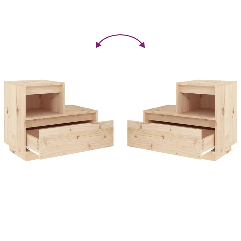 Lot de 2 tables de chevet avec tiroir et compartiment 60 x 34 x 51 cm bois de pin non traité DEC035335