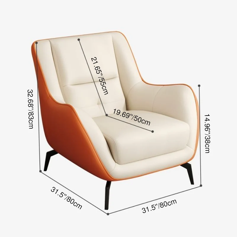 Contemporary Scandinavian Square Synthetic Fabric Upholstered Carbon Steel Accent Chair Backrest Armrest For Living Room