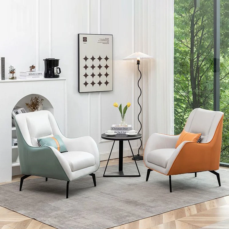 Contemporary Scandinavian Square Synthetic Fabric Upholstered Carbon Steel Accent Chair Backrest Armrest For Living Room