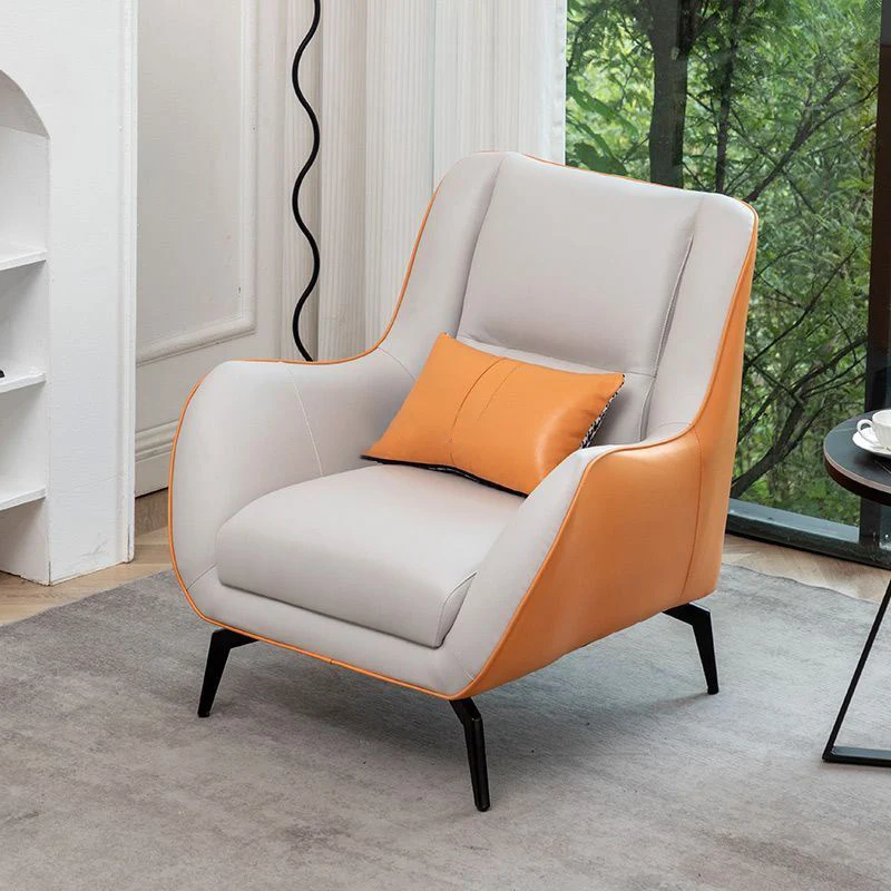 Contemporary Scandinavian Square Synthetic Fabric Upholstered Carbon Steel Accent Chair Backrest Armrest For Living Room