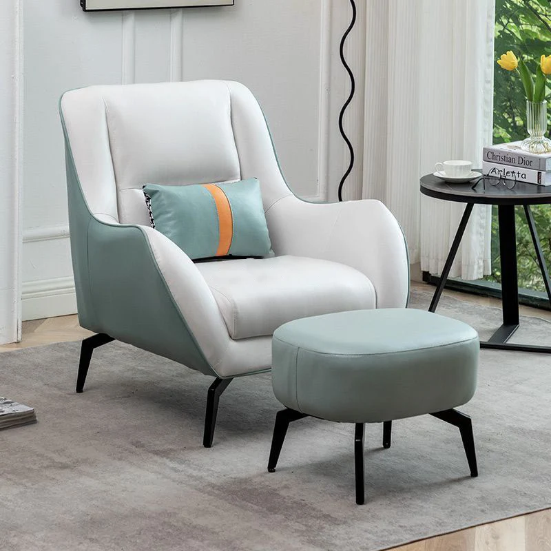 Contemporary Scandinavian Square Synthetic Fabric Upholstered Carbon Steel Accent Chair Backrest Armrest For Living Room