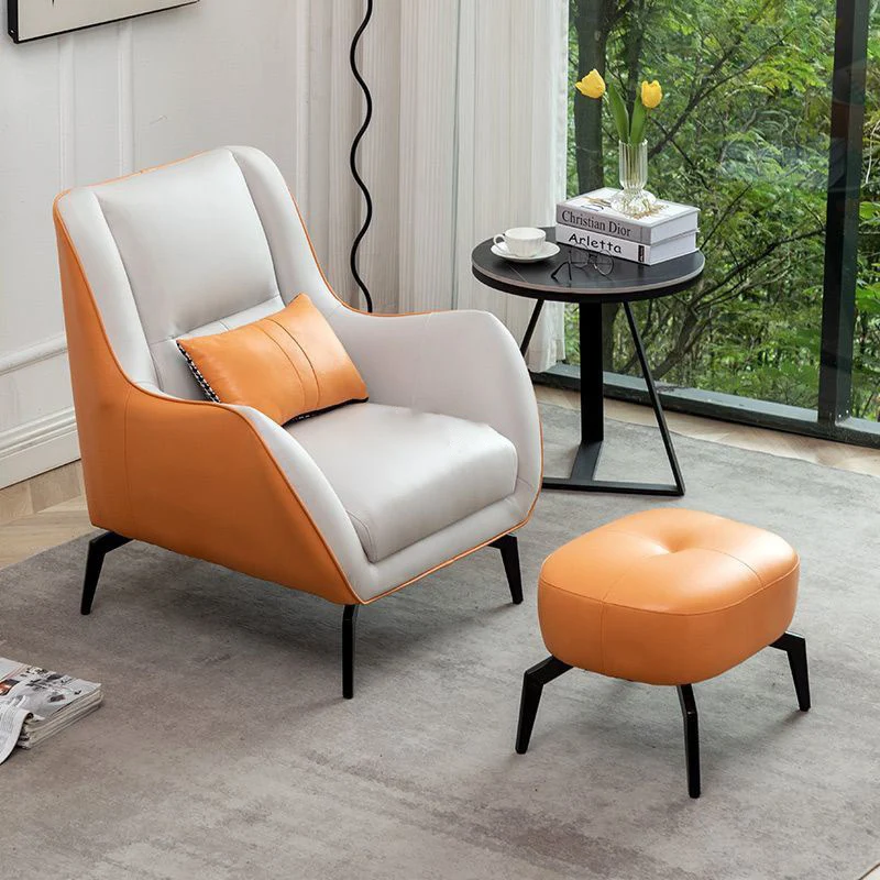 Contemporary Scandinavian Square Synthetic Fabric Upholstered Carbon Steel Accent Chair Backrest Armrest For Living Room