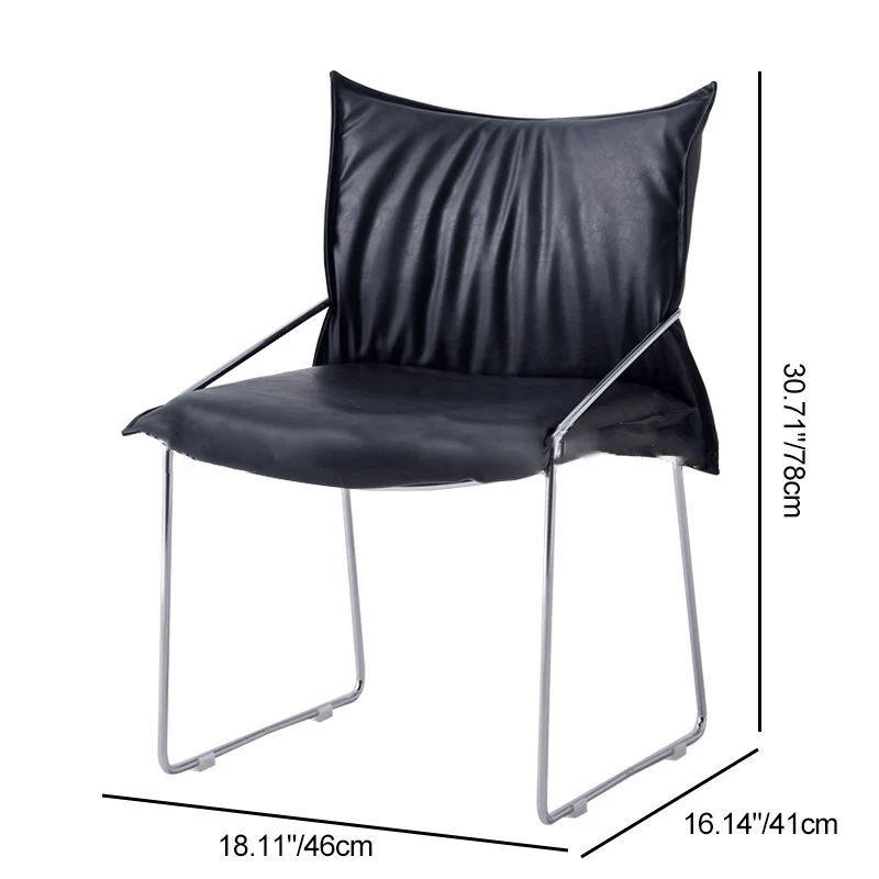 Modern Minimalist Square Upholstered PU Leather Plywood Metal Frame Accent Chair For Living Room