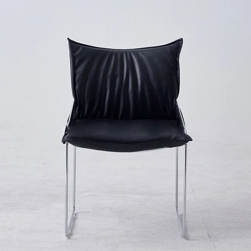 Modern Minimalist Square Upholstered PU Leather Plywood Metal Frame Accent Chair For Living Room