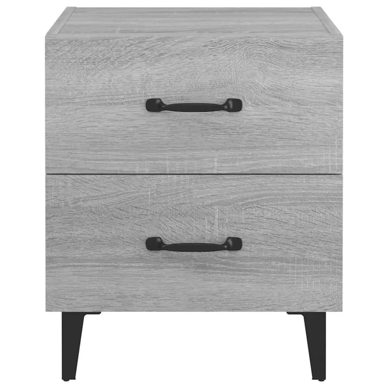 Table de chevet avec deux tiroirs 40 x 35 x 47,5 cm bois d'ingénierie gris et métal DEC034609