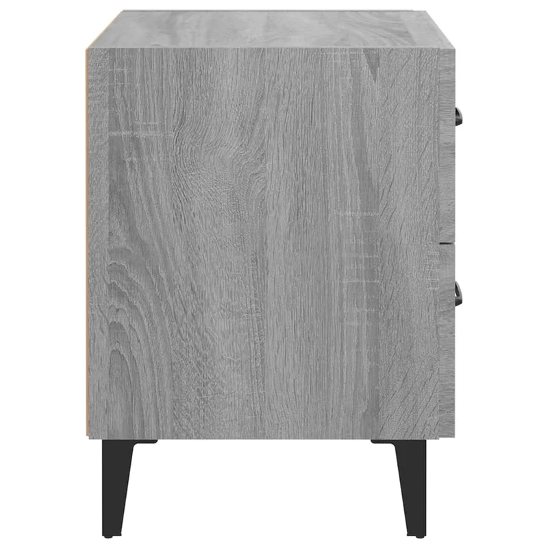 Table de chevet avec deux tiroirs 40 x 35 x 47,5 cm bois d'ingénierie gris et métal DEC034609