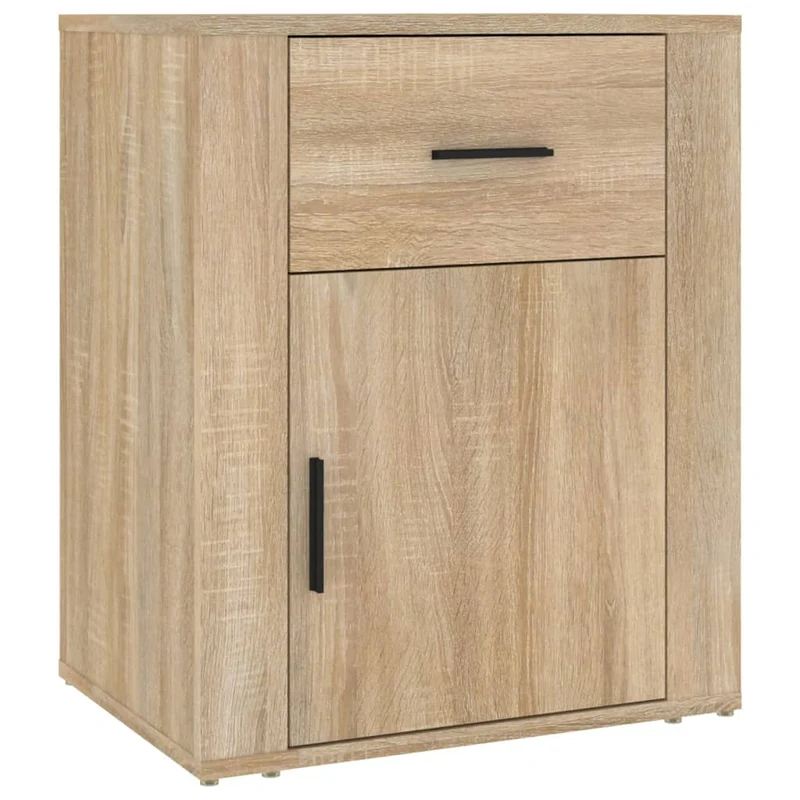 Table de chevet avec tiroir et 1 compartiment avec porte 50 x 36 x 60 cm bois d'ingénierie couleur chêne DEC033890
