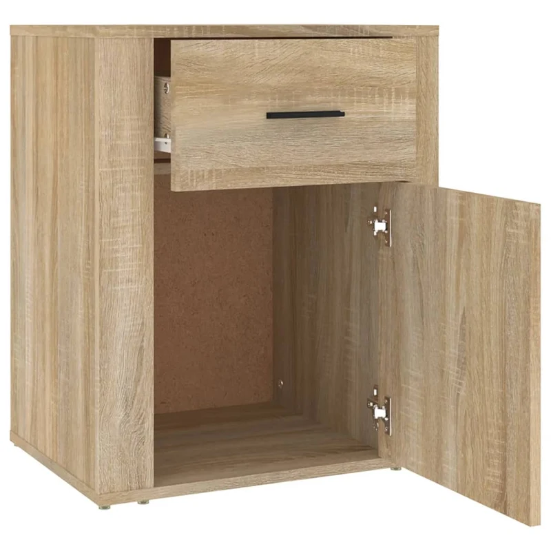 Table de chevet avec tiroir et 1 compartiment avec porte 50 x 36 x 60 cm bois d'ingénierie couleur chêne DEC033890