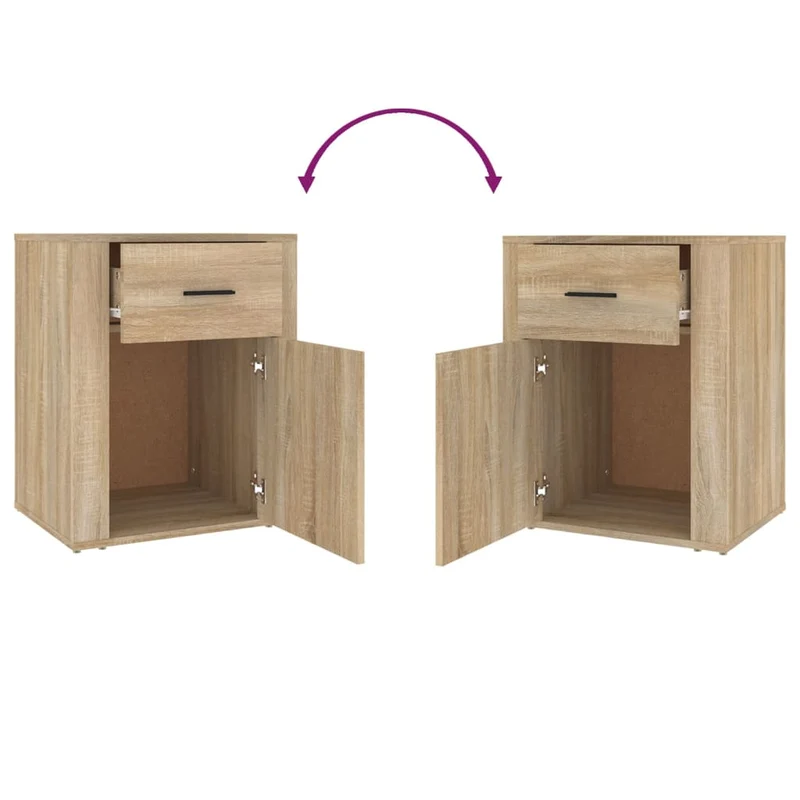 Table de chevet avec tiroir et 1 compartiment avec porte 50 x 36 x 60 cm bois d'ingénierie couleur chêne DEC033890