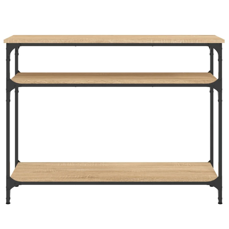 Table console avec étagères style industriel 100 x 29 x 75 cm bois d'ingénierie couleur chêne et métal DEC031903