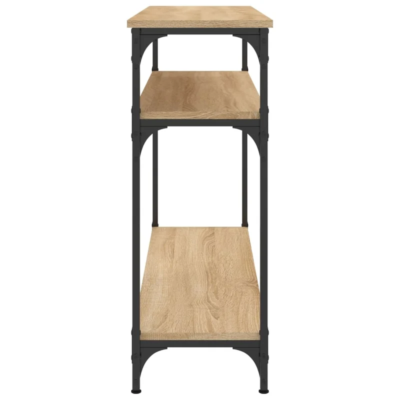 Table console avec étagères style industriel 100 x 29 x 75 cm bois d'ingénierie couleur chêne et métal DEC031903