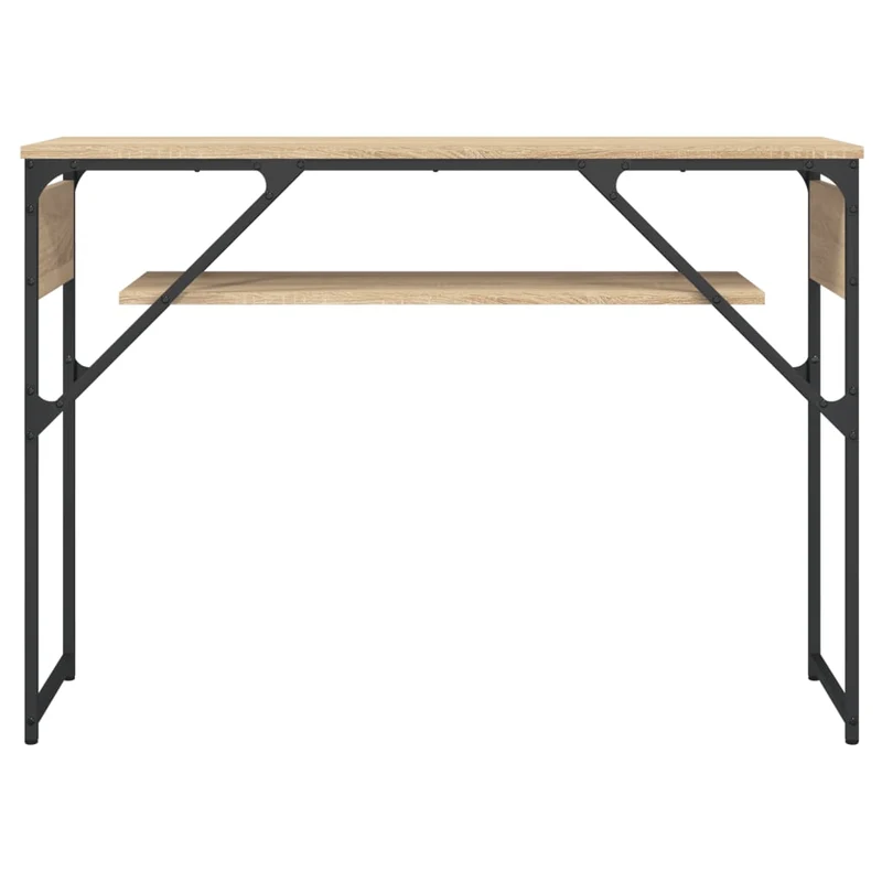 Table console avec étagère style industriel 105 x 30 x 75 cm bois d'ingénierie couleur chêne et métal DEC031647