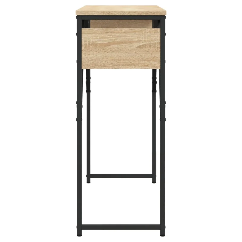Table console avec étagère style industriel 105 x 30 x 75 cm bois d'ingénierie couleur chêne et métal DEC031647