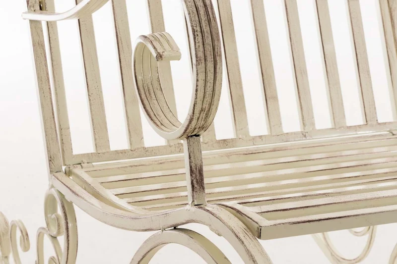 Chaise fauteuil à bascule rocking chair pour jardin en fer crème vieilli MDJ10103
