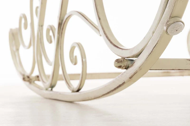 Chaise fauteuil à bascule rocking chair pour jardin en fer crème vieilli MDJ10103