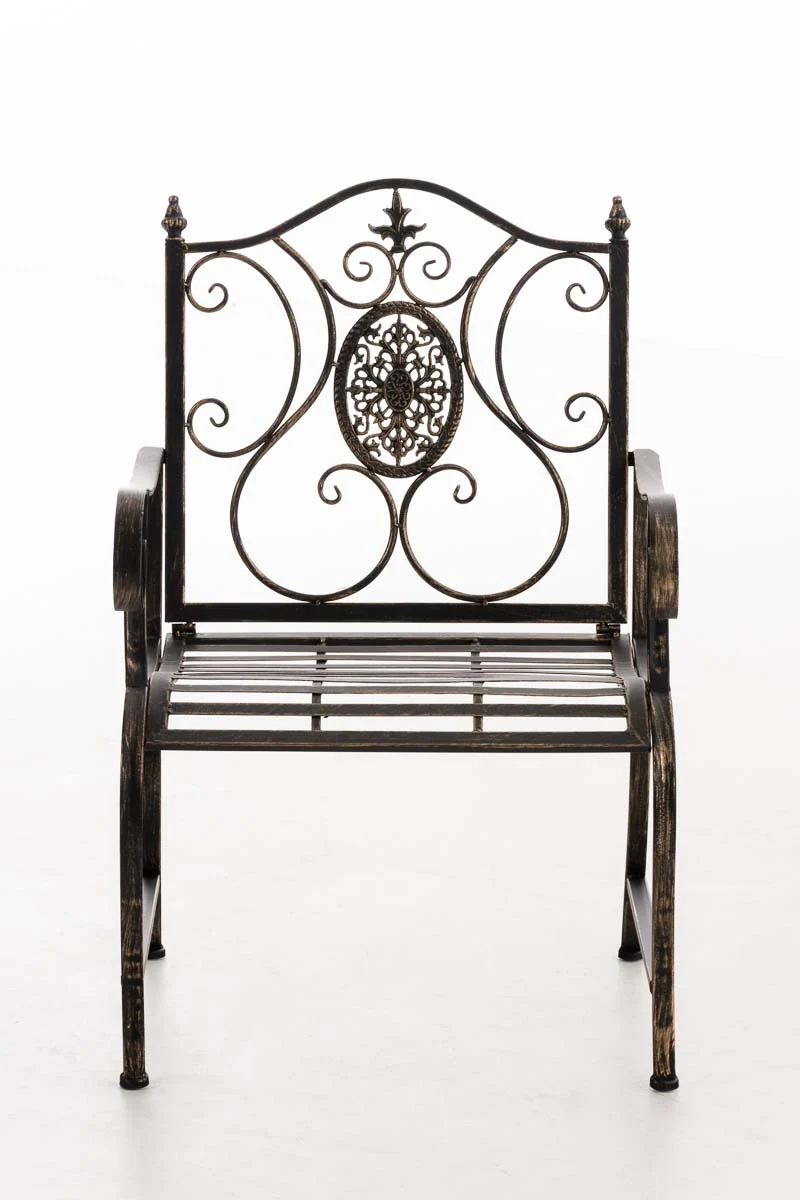 Chaise de jardin balcon terrasse avec accoudoirs design rustique en métal bronze 10_0003028