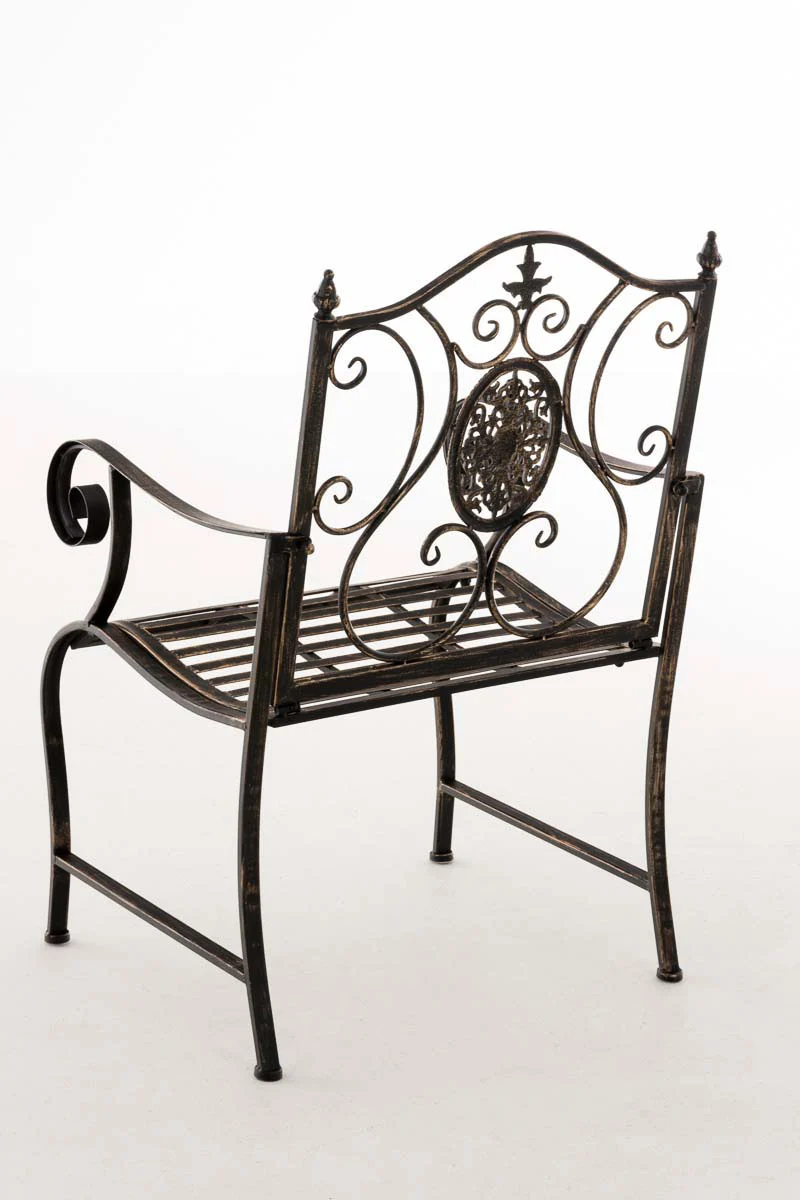 Chaise de jardin balcon terrasse avec accoudoirs design rustique en métal bronze 10_0003028