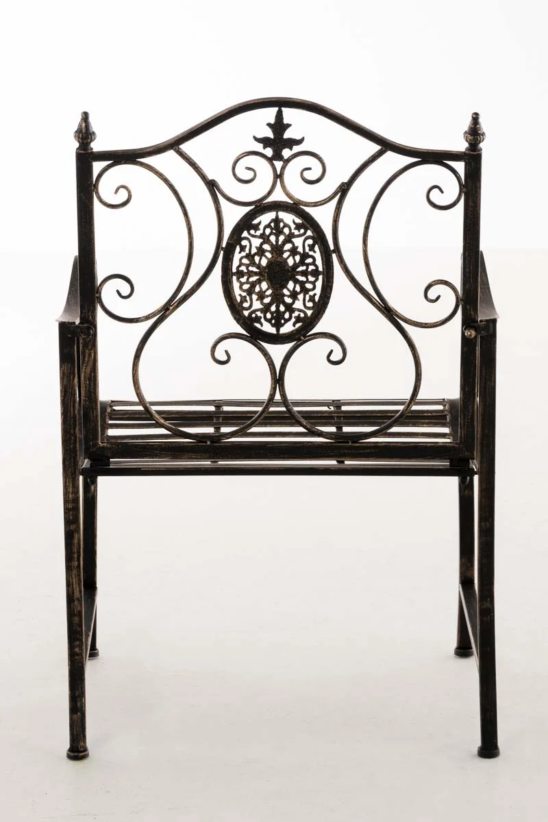 Chaise de jardin balcon terrasse avec accoudoirs design rustique en métal bronze 10_0003028