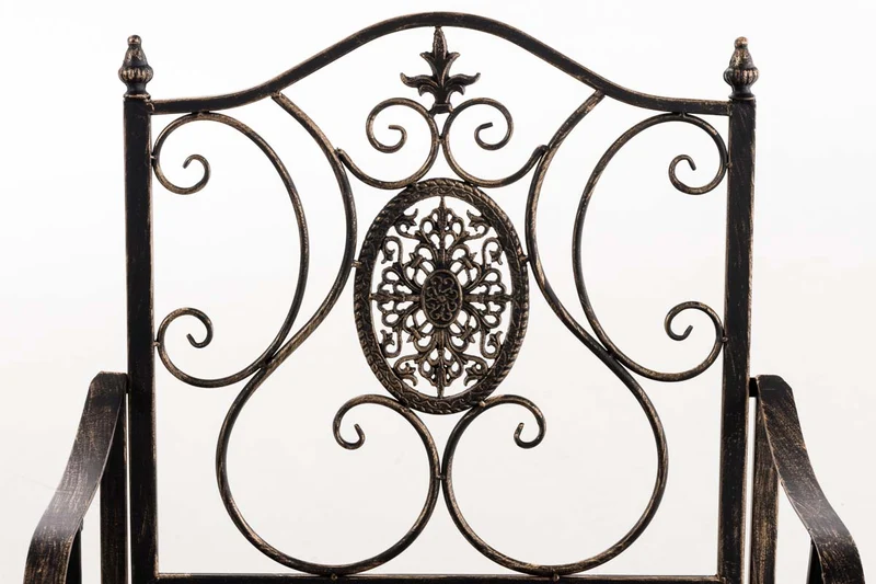 Chaise de jardin balcon terrasse avec accoudoirs design rustique en métal bronze 10_0003028