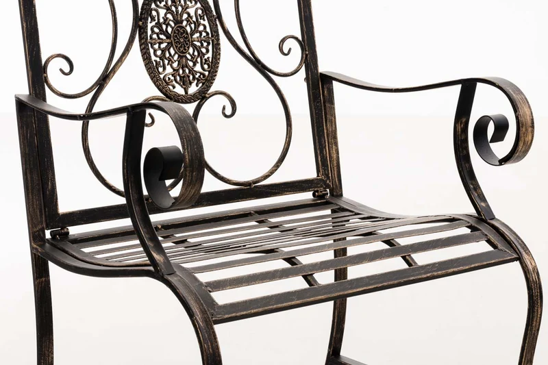Chaise de jardin balcon terrasse avec accoudoirs design rustique en métal bronze 10_0003028