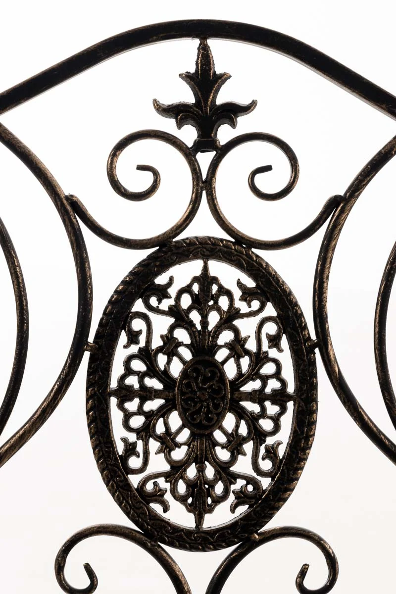 Chaise de jardin balcon terrasse avec accoudoirs design rustique en métal bronze 10_0003028