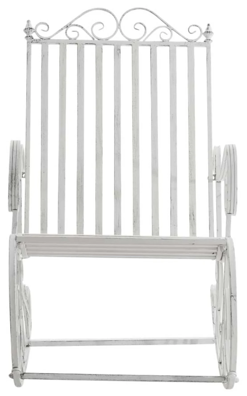 Lot de 2 fauteuils à bascule pour extérieur avec accoudoirs en métal blanc vieilli 10_0002844