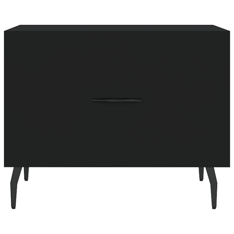 Table basse avec tiroir design moderne et contemporain 50 x 50 x 40 cm bois d'ingénierie noir et fer DEC039671