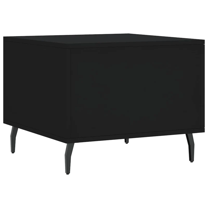 Table basse avec tiroir design moderne et contemporain 50 x 50 x 40 cm bois d'ingénierie noir et fer DEC039671