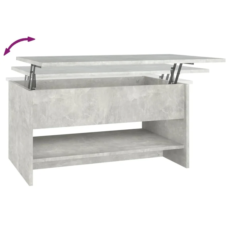 Table basse avec plateau relevable style contemporain et épuré 80 x 50 x 40 cm bois d'ingénierie gris DEC039340