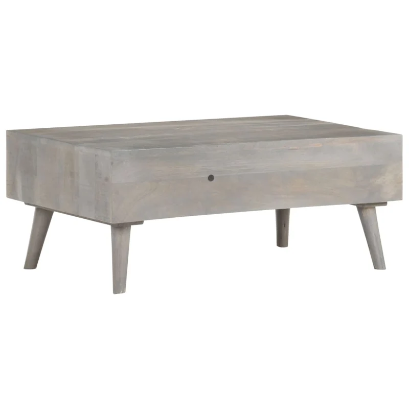 Table basse avec tiroirs design moderne et contemporaine 100 x 60 x 40 cm bois massif de manguier brut gris et marron DEC039155