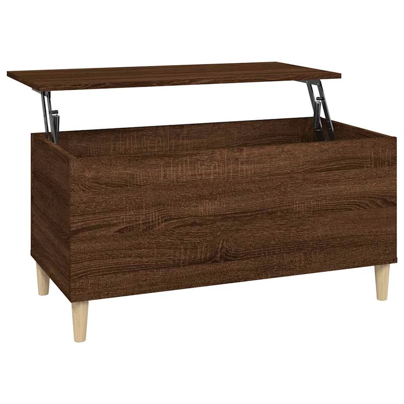 Table basse avec dessus relevable design moderne et contemporaine 90 x 44,5 x 45 cm bois d'ingénierie marron DEC038773