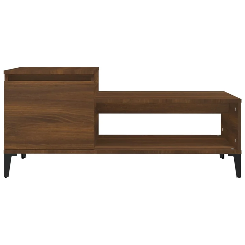 Table basse design moderne et contemporaine 100 x 50 x 45 cm bois d'ingénierie marron et métal DEC038591