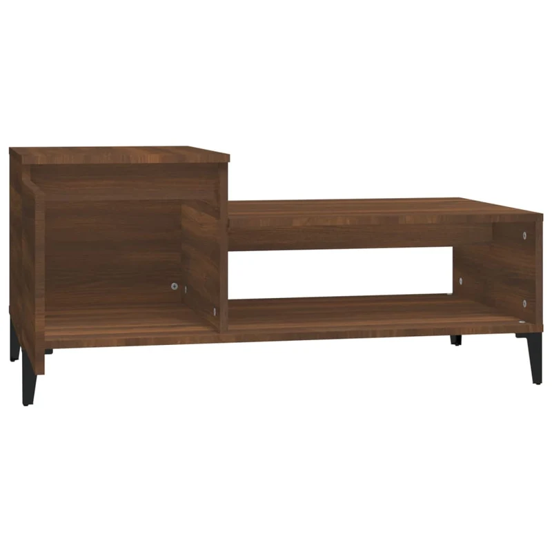 Table basse design moderne et contemporaine 100 x 50 x 45 cm bois d'ingénierie marron et métal DEC038591
