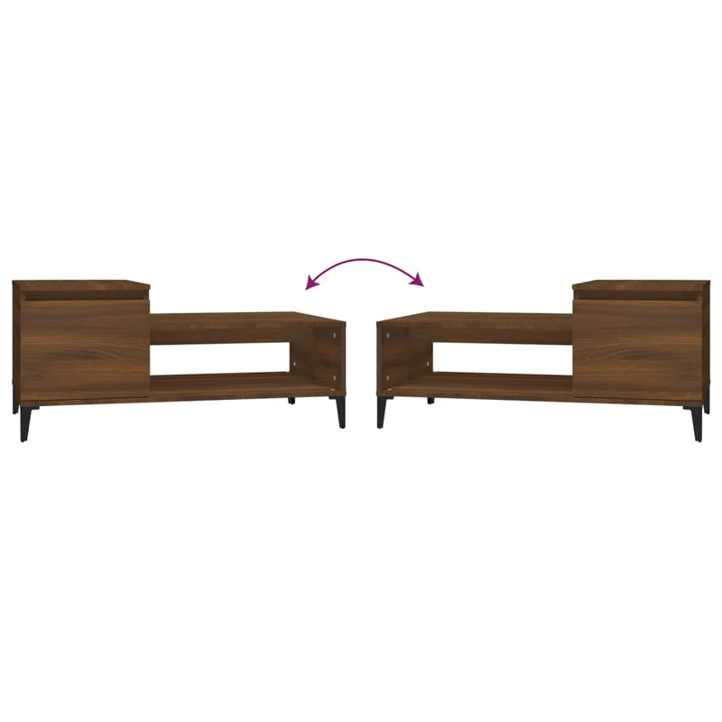 Table basse design moderne et contemporaine 100 x 50 x 45 cm bois d'ingénierie marron et métal DEC038591