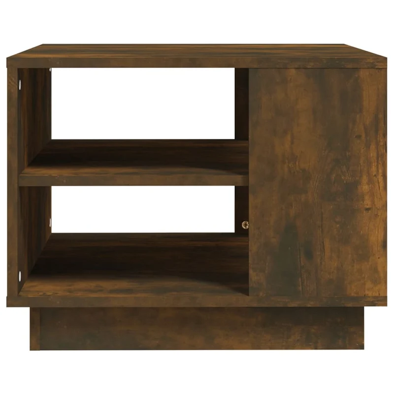 Table basse avec étagères design moderne et contemporaine 55 x 55 x 43 cm bois d'ingénierie marron DEC038436