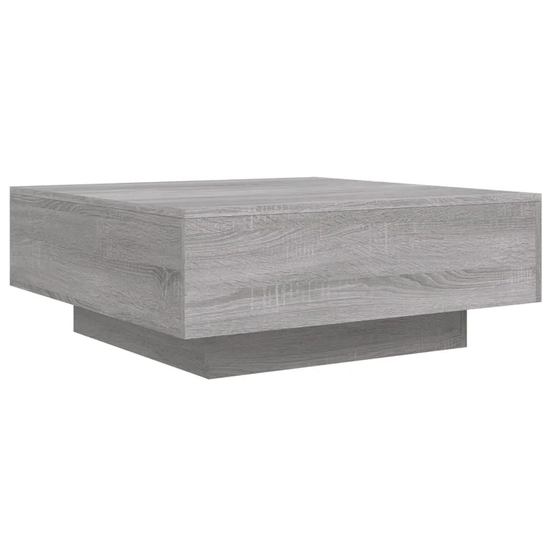 Table basse de salon design moderne avec lumières LED 80 x 80 x 31 cm bois d'ingénierie gris DEC037694