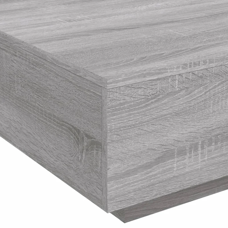 Table basse de salon design moderne avec lumières LED 80 x 80 x 31 cm bois d'ingénierie gris DEC037694