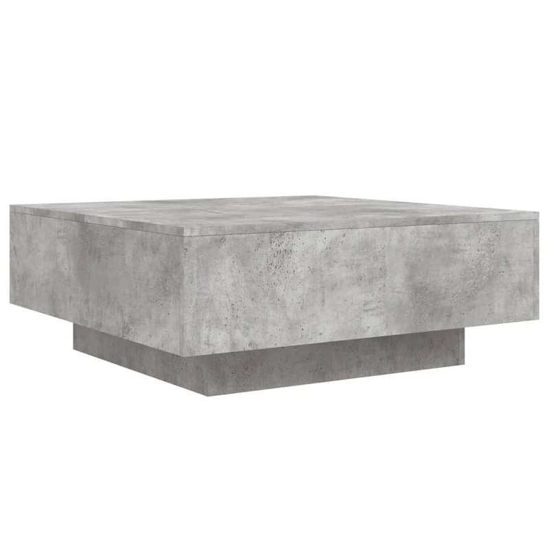 Table basse de salon design moderne avec lumières LED 80 x 80 x 31 cm bois d'ingénierie gris DEC037663